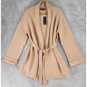 Lulus Sweater Womens Small Peach/Brown Long Sleeve Belted Open Front Cardigan